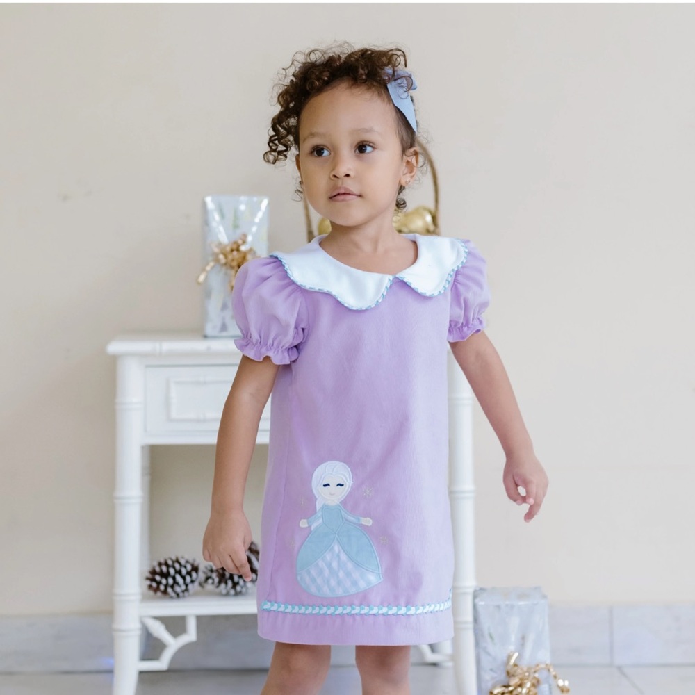 Purple Elsa / Frozen dress with white collar